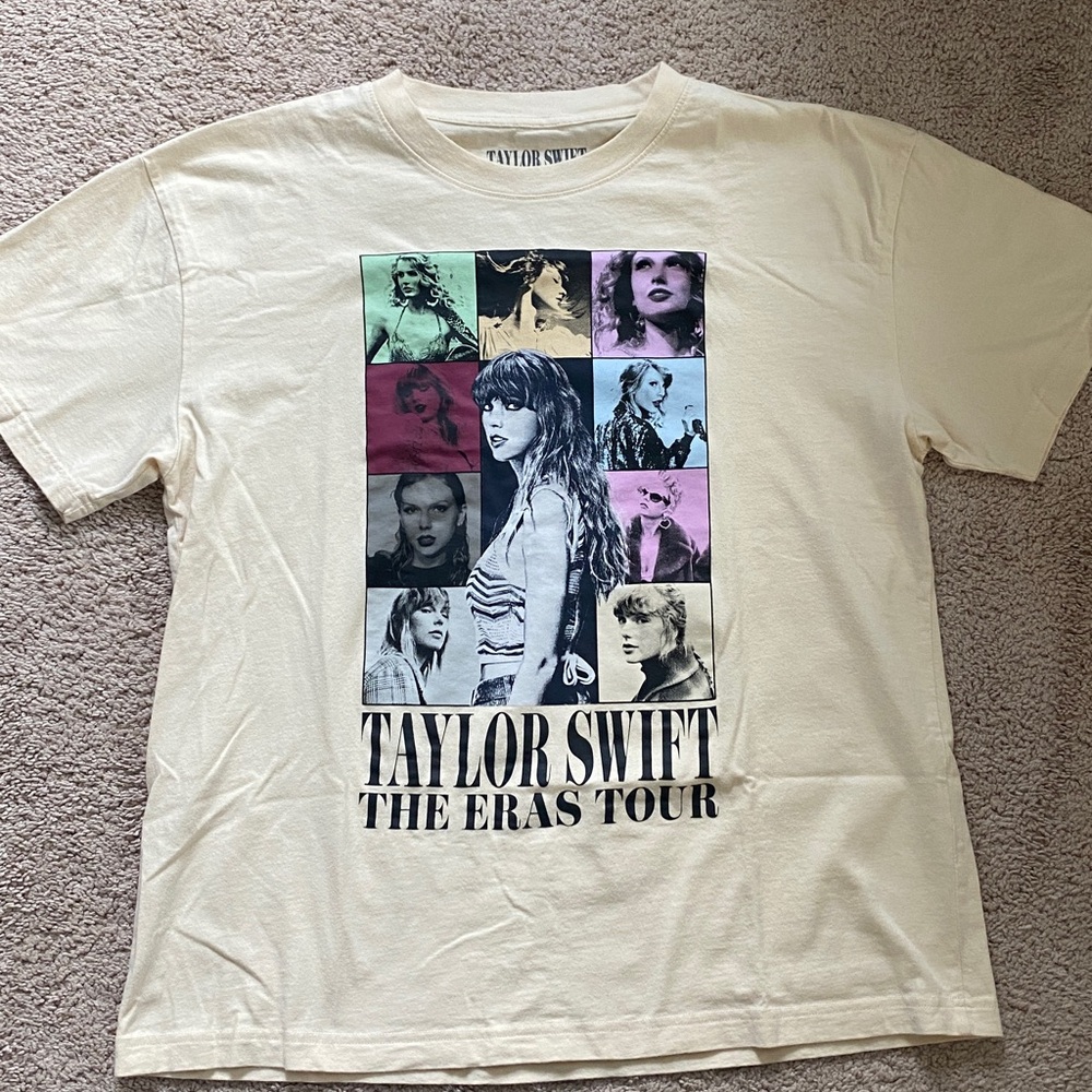 Official Merch Taylor Swift The Eras Tour Beige Cotton Tee XL